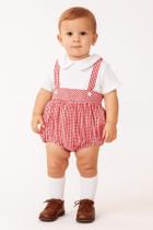 Jardineira Romper Bebê Menino Xadrez Festa Natal Papilloo Jardineira Romper Bebê Menino Xadrez Festa Natal Papilloo