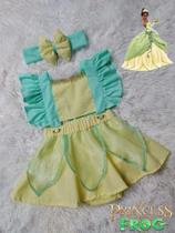 Jardineira Romper Body Roupa De Bebe Princesa E O Sapo Tiana