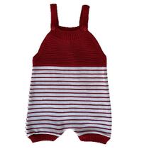 Jardineira Romper de Tricô Listrado Tricô Kids Vermelho Jardineira Romper de Tricô Listrado Tricô Kids Vermelho