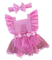 Jardineira Romper Saia Luxo Tule Bebe Bailarina + Faixa