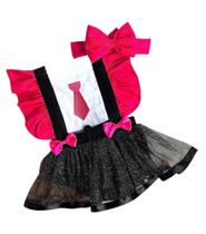 Jardineira Romper Saia Luxo Tule Bebe Poderosa Chefinha