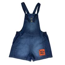 Jardineira Shorts Jeans Infantil Moda Menina