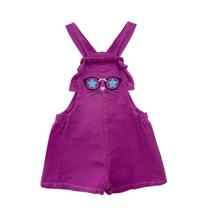 Jardineira Shorts Sarja Pink Infantil Moda Menina Jardineira Shorts Sarja Pink Infantil Moda Menina