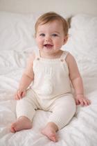 Jardineira Tricot Bebê Coelhinho P M G GG 1T 2T