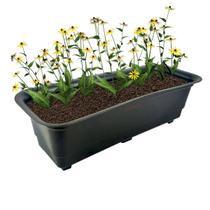 jardineira Vaso Retangular 39cm Planta Flor Plástica Jardim Preto - 750 AMZ