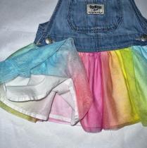 Jardineira vestido Salopete Oshkosh Jeans com Tulle arco iris