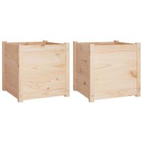 Jardineras de madera maciza de pino 50x50x50 cm, 2 piezas