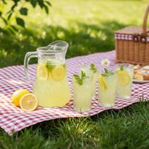 Jarra 1l Samantha Com 6 Copos 250ml Vidro Conjunto Com Tampa