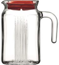 Jarra 600ML 14cm Com Tampa Vermelha Frigo em Vidro Pasabahce