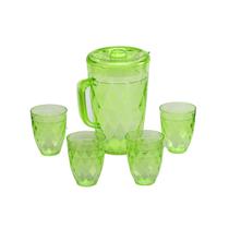 Jarra Acrílico com Tampa 4 Copos Verde Agua Suco 1250ml