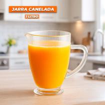 Jarra Canelada Vidro 1 Litro Resistente Versalhes Com Alça Suco Água Bebidas Refrescos Jarra Canelada Vidro 1 Litro Resistente Versalhes Com Alça Suco Água Bebidas Refrescos