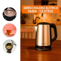 Jarra Chaleira Bule Elétrica Inox Saara 1,8 Litros 127V 220V Desliga Automático Base Giratória Água Quente