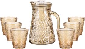 Jarra Com 6 Copos Vidro 7 Peças Kit Suco Água Bebidas