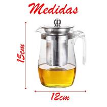 Jarra Com Infusor Com Tampa Inox Chaleira Chá Vidro 500Ml