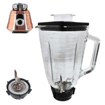 Jarra Copo Liquidificador Oster Vidro Quadrado Completo Tampa Base e Lâmina