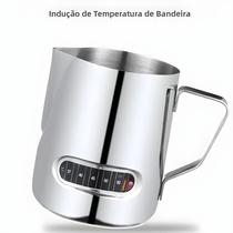 Jarra De Aço Inoxidável Para Espumar Leite De 350mL Com Display De Temperatura Para Latte Art E Jarra De Aço Inoxidável Para Espumar Leite De 350mL Com Display De Temperatura Para Latte Art E