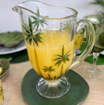 Jarra De Cristal Para Suco De Chumbo Palm Tree Handpaint Jarra De Cristal Para Suco De Chumbo Palm Tree Handpaint