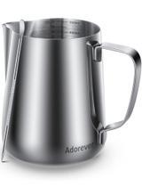 Jarra de espuma de leite Adorever 1L em aço inoxidável com caneta Latte Art