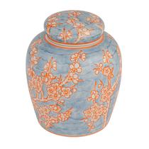 Jarra de gengibre de cerâmica decorativa Creative Co-Op Blue 8,25 polegadas