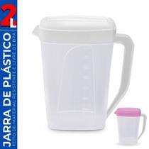 Jarra de Plástico Retangular 2L p/ Servir Água Suco Refrigerantes Refresco c/ Tampa e Medidor BPA Free Elegante Moderna