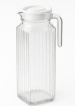 Jarra de Suco 1L com Tampa Branca Vidro Transparente