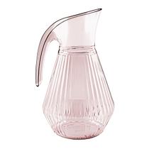 Jarra De Suco 2 Litros Rosa Cristal Translúcido Textura Enfeitada Ripada Para Servir Suco Água Refri Chás