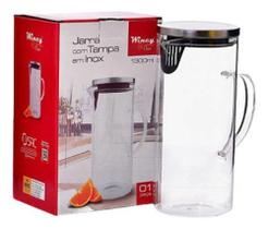 Jarra de Suco Água em Vidro Resistente com Tampa Inox 1,3L - NEWUP Jarra de Suco Água em Vidro Resistente com Tampa Inox 1,3L - NEWUP