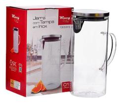 Jarra De Suco Água Em Vidro Resistente Com Tampa Inox 1,3l - Wincy