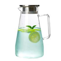 Jarra De Suco Água Em Vidro Resistente Com Tampa Inox 1,8 L