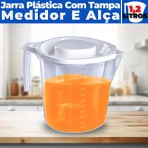 Jarra de Suco Água Refri Tampa Alça Medidas Plástico 1,2 L