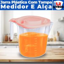 Jarra de Suco Água Refri Tampa Alça Medidas Plástico 1,2 L