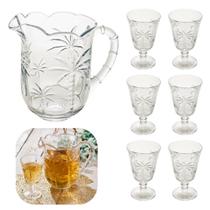 Jarra de Suco e Agua 1,3 Litros com 6 Taças 240ml em Cristal Modelo Palm Lyor Dia a Dia Premium Jarra de Suco e Agua 1,3 Litros com 6 Taças 240ml em Cristal Modelo Palm Lyor Dia a Dia Premium