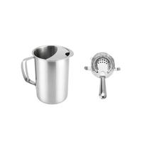 Jarra de Suco Inox 1,8L e Coador Strainer 4 Apoios Bar Drink