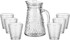 Jarra de Vidro 1,3 Litros C/tampa Suco Água Vinho e 6 copos -