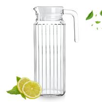 Jarra De Vidro 1L Com Tampa Branca Transparente Suco Àgua