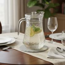 Jarra de Vidro 1L Servir Agua e Sucos Designer Martelado Com Tampa Acrilica Luxo Buffet, Eventos Jarra de Vidro 1L Servir Agua e Sucos Designer Martelado Com Tampa Acrilica Luxo Buffet, Eventos