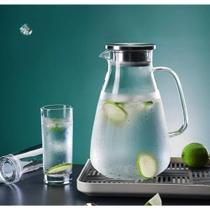 Jarra de Vidro 2,6L com Tampa de Inox Borossilicato Suporta Bebidas Quentes Design Moderno Jarra de Vidro 2,6L com Tampa de Inox Borossilicato Suporta Bebidas Quentes Design Moderno