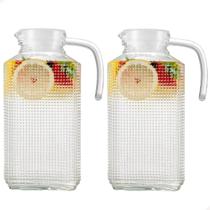 Jarra de Vidro Água Suco Com Tampa 1,8 Litro Luxo 2 Unidades