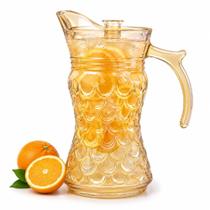 Jarra de vidro âmbar 1,7l luxo vintage riviera com tampa decorada para água suco bebidas multiuso cozinha mesa posta Jarra de vidro âmbar 1,7l luxo vintage riviera com tampa decorada para água suco bebidas multiuso cozinha mesa posta