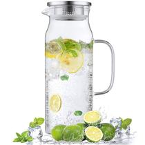 Jarra de vidro Bivvclaz 1,6 L com tampa e bico para água quente/fria Jarra de vidro Bivvclaz 1,6 L com tampa e bico para água quente/fria