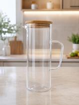 Jarra De Vidro Borossilicato 1,2l Tampa Bambu Jarra De Vidro Borossilicato 1,2l Tampa Bambu
