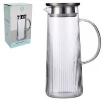 Jarra De Vidro Borossilicato Acqua Com Tampa De Inox 1,4l