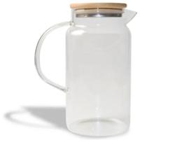 Jarra de vidro borossilicato c/ tampa de bambu e inox 1,2l