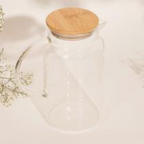 Jarra de Vidro Borossilicato com Tampa de Bambu 1,2L
