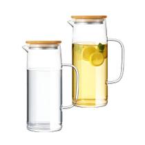 Jarra De Vidro Borossilicato Com Tampa de Bambu Agua Suco 1l