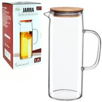 Jarra de vidro borossilicato com tampa de bambu chaleira 1,2 litro para suco chá ou água