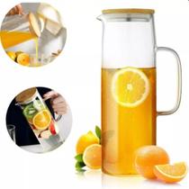 Jarra de Vidro Borossilicato com Tampa de Bambu Hermético 1,2L que não sofre choque Térmico - Cosy