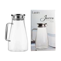 Jarra de Vidro Borossilicato com Tampa Inox 1,7L Mesa Posta Bebidas Água Suco Elegante Luxo Servir Alça Transparente Cozinha Jarra de Vidro Borossilicato com Tampa Inox 1,7L Mesa Posta Bebidas Água Suco Elegante Luxo Servir Alça Transparente Cozinha