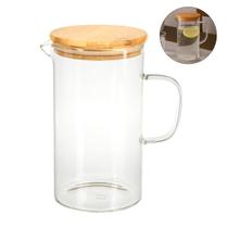 Jarra De Vidro Borossilicato Tampa Bambu 1 Litro Suco Água Jarra De Vidro Borossilicato Tampa Bambu 1 Litro Suco Água