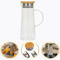 Jarra De Vidro Borossilicato Tampa Em Bambu 1,7 Litros Ergonomica Resistente Com Bico Inteligente